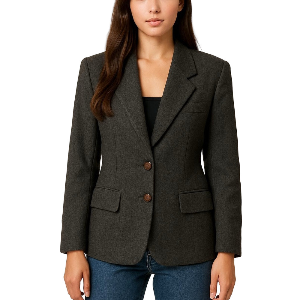 Vintage Wool Blazer Jacket Grey Heathered Size 10
